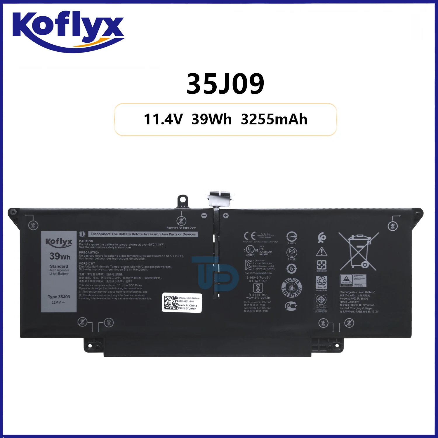35J09 Batería nueva para portátil Koflyx para Dell Latitude 7410 Latitude 7410 2-en-1 Latitude 7310 Latitude 7310 2-en-1