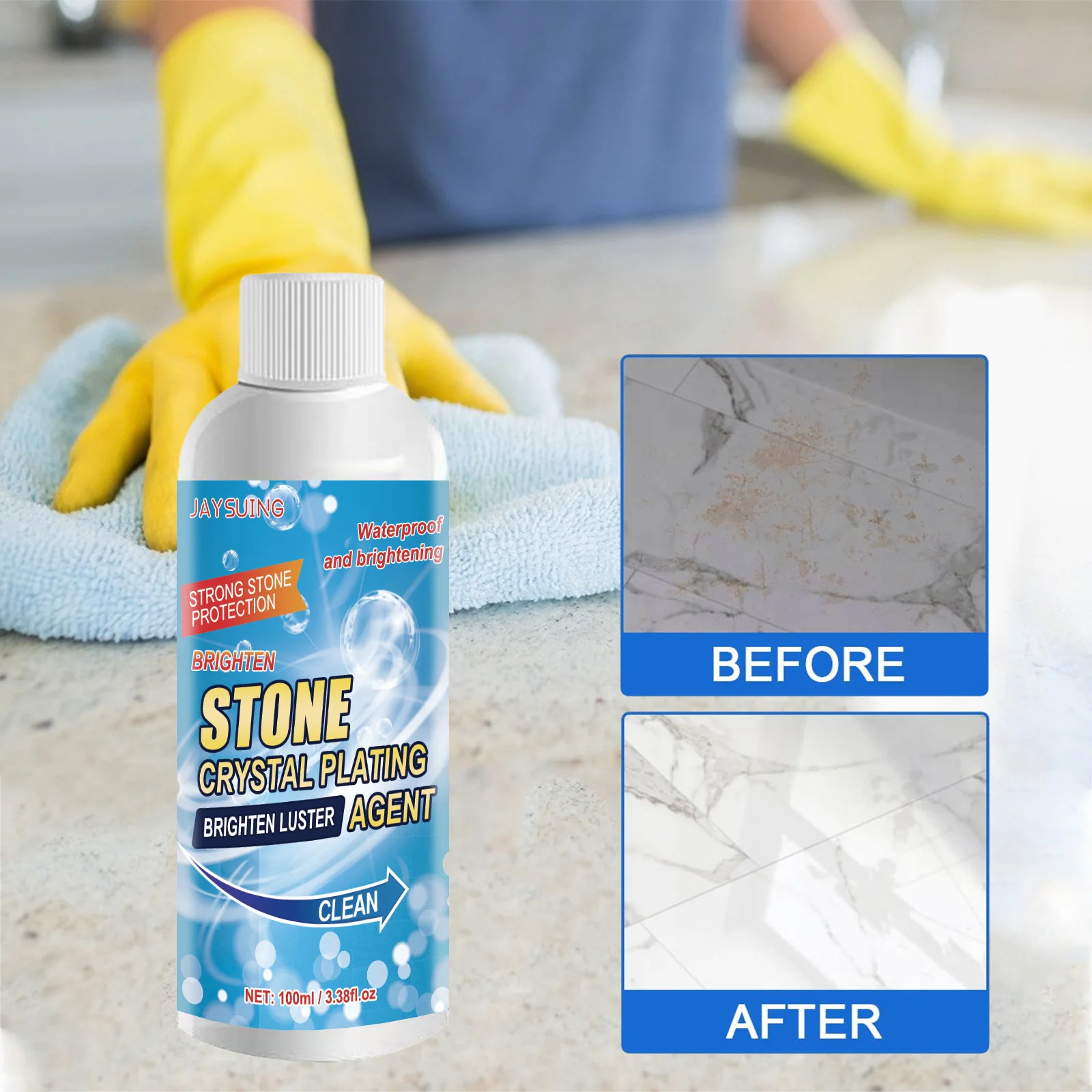 Stone Stain Cleaner Granite Quartz Marble Tile Porcelain Stubborn Stains Scratch Remover Polishing Ceramic Tile Cleaning Agent