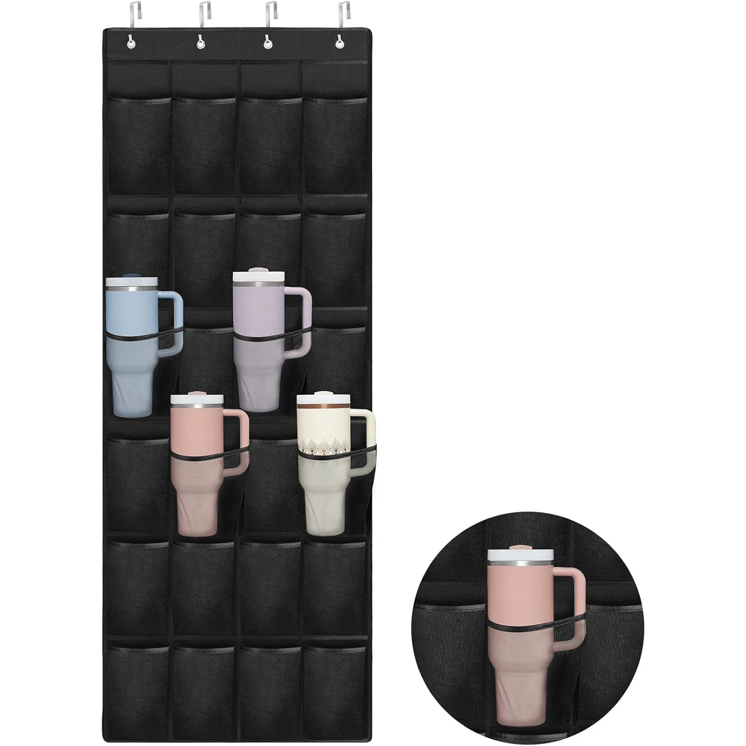 1 Pcs Cup Organizer for Stanley Cup，24 Pockets Large Capacity Cups Holder for Stanley Tumbler, Portable Foldable Hanging Bag