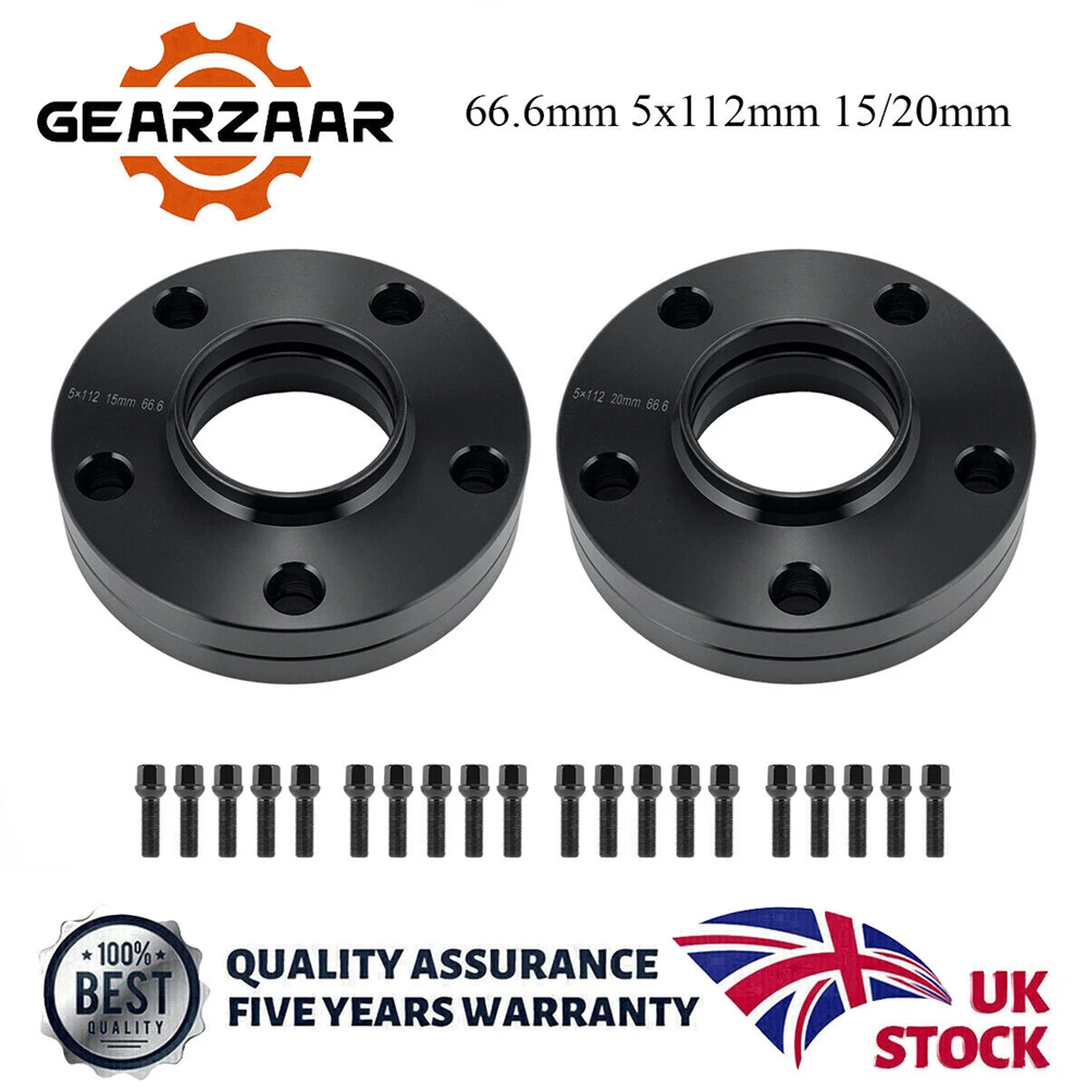 2x15mm/2x20mm Alloy Hubcentric Wheel Spacers & Bolts 66.6mm 5x112mm For Audi A5