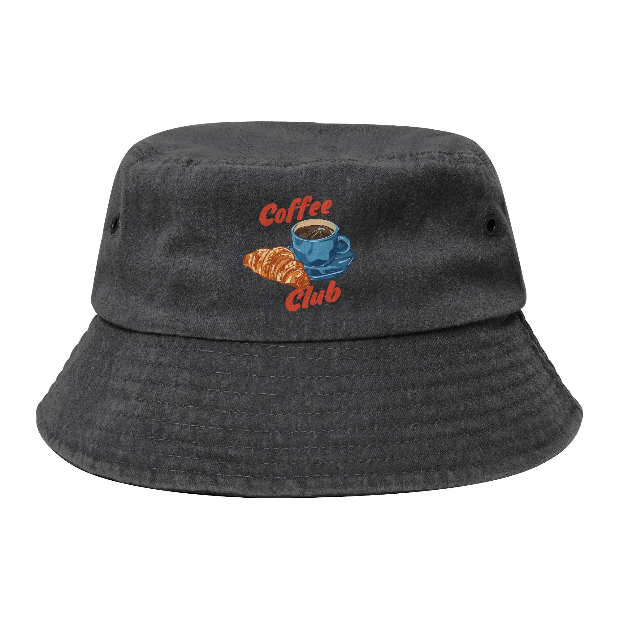 Coffee Club Lover Bucket Hats Teen Packable Hiking  Distressed Denim Washed Fishing Hat Summer Beach Hatwear Bob