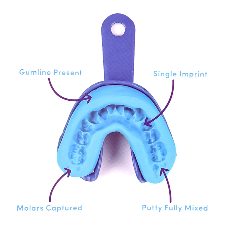 Dental Silicone Impression Material Kit and Plastic-Steel Plaster Mold Tray Putty Impressions Trays Oral ImprintTool