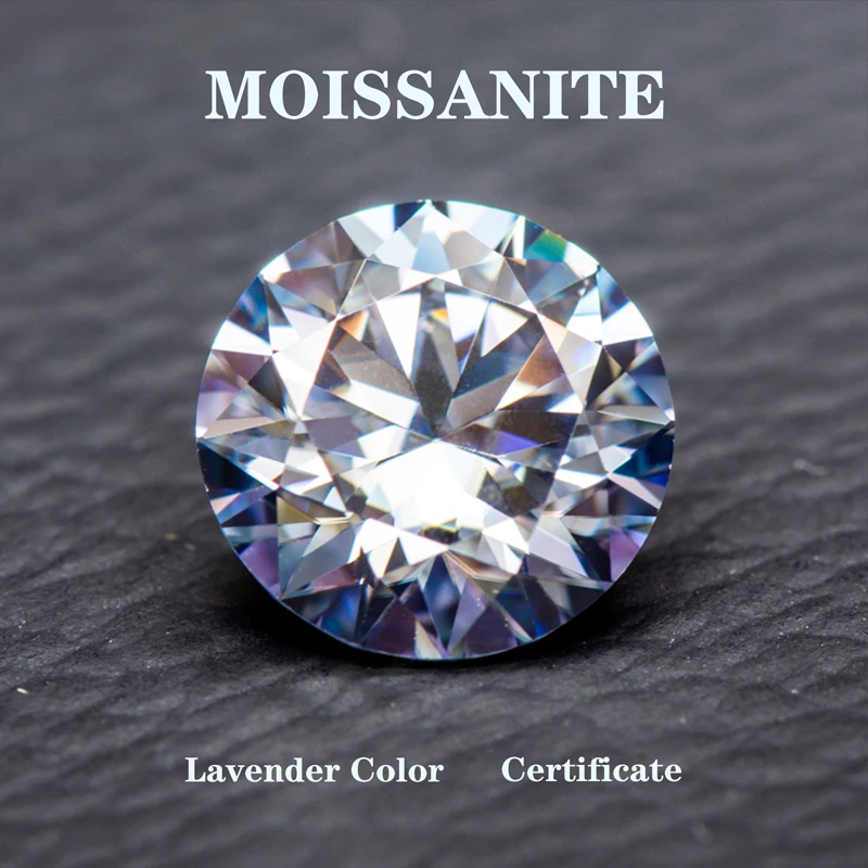 

Moissanite Stone Lavender Colour Round Cut Charms Gemstone DIY Ring Necklace Earrings Main Materials with Certificate