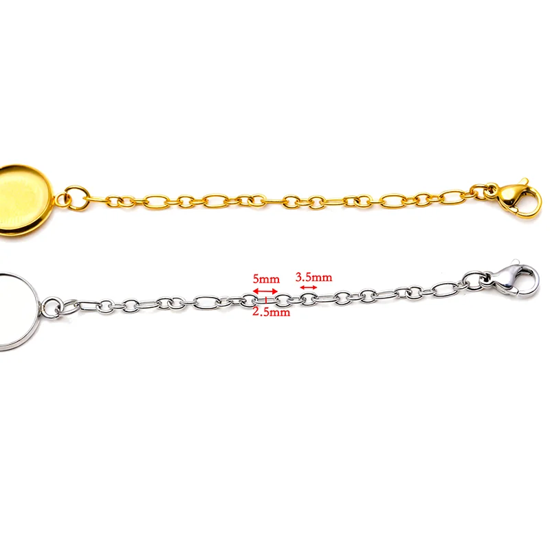 Edelstahl 5 Stück Vakuumbeschichtung Gold Diy Fit 8–30 mm Armbandfassungen Runde Cabochon-Basis Verschiedene Kreisintervalle Kette – Detail 4