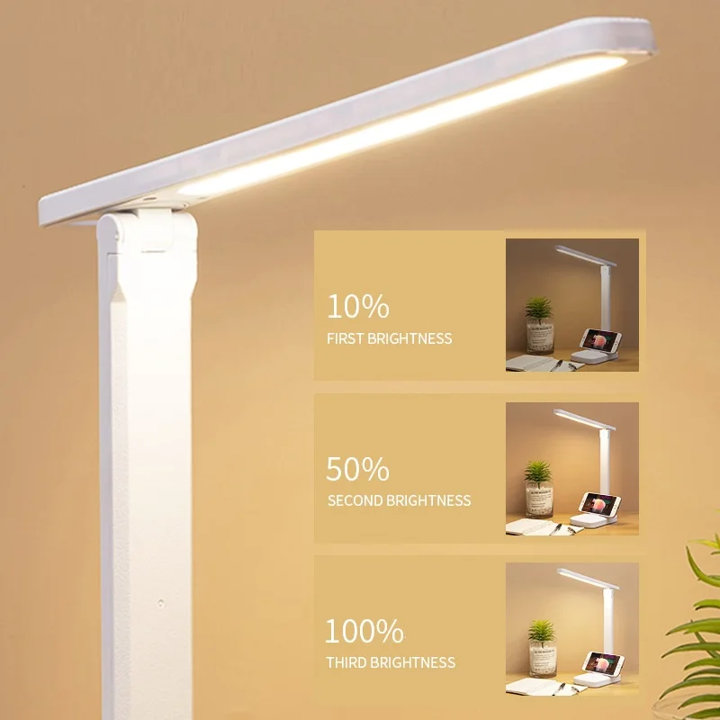 Folding Table Lamp USB Touch Dimmable Night Light Student Dormitory Reading Eye Protection Bedroom LED USB Charge Desk Lamp