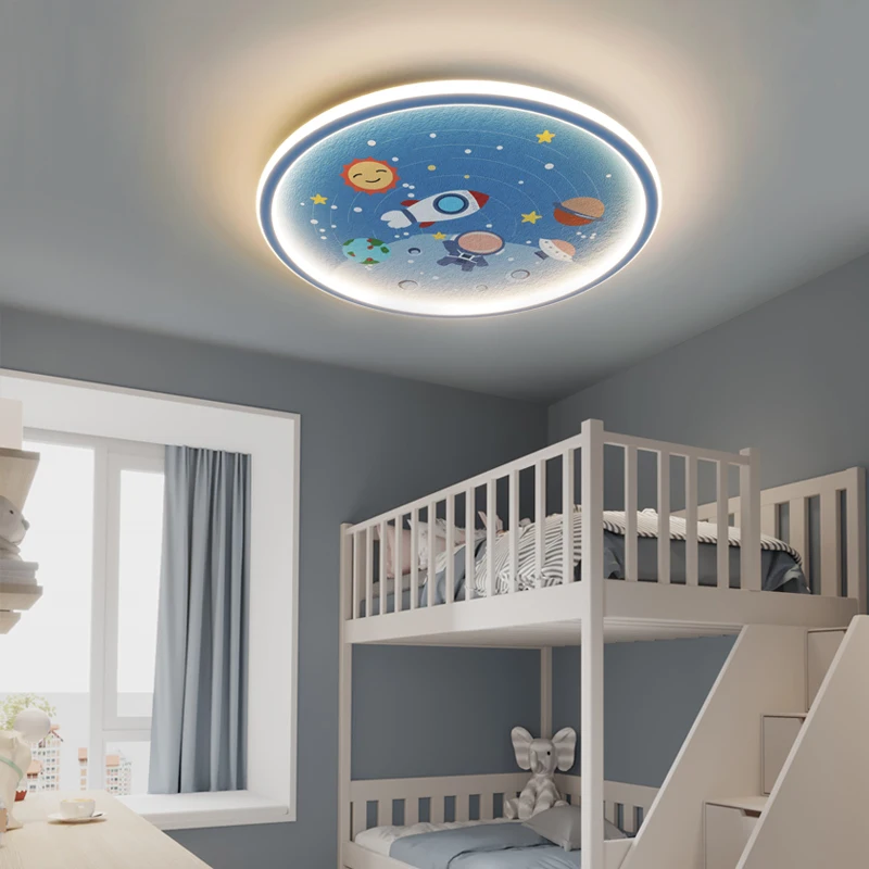 

【New Trend Price】Children's room ceiling lamp, boy's eye protection bedroom, modern simple universe astronaut rocket, cartoon ro