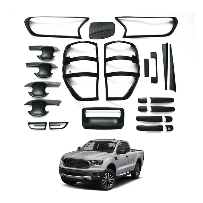 High Quality Pickup Exterior Trim Combo Kit For Ranger Headlight Cover Door Handle Garnish Accessories