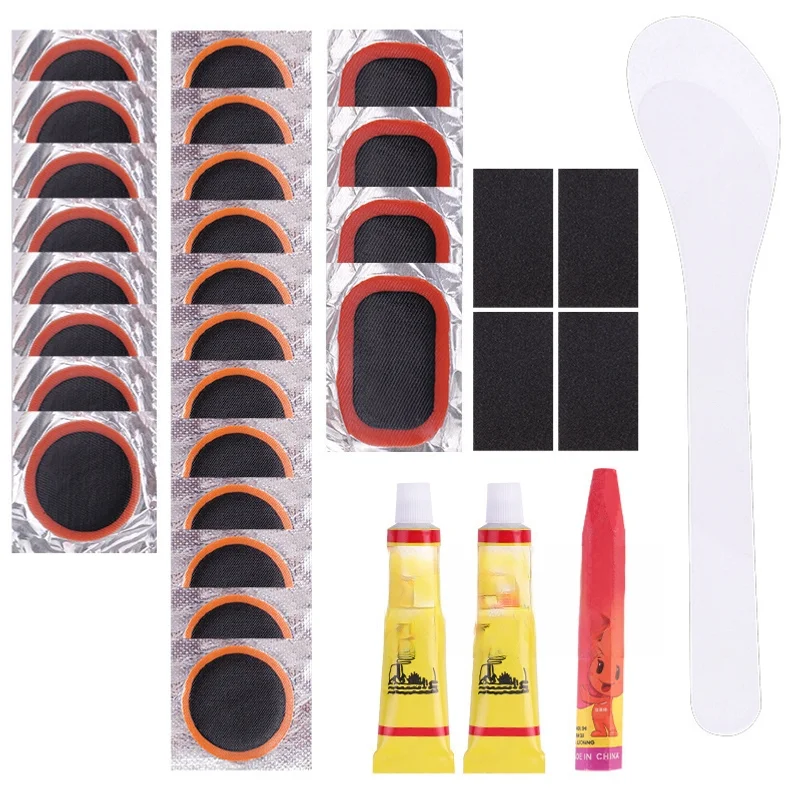 Bicycle cold patching kit, tire lever, quick tire repair tool set, glue-free tire repair patch, tire repair tool box