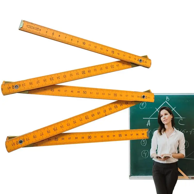 Wooden Measuring Stick 1 Meter Folding Metric Ruler Metric Scale Carpenters Ruler Wood Measuring Ruler For School Supply