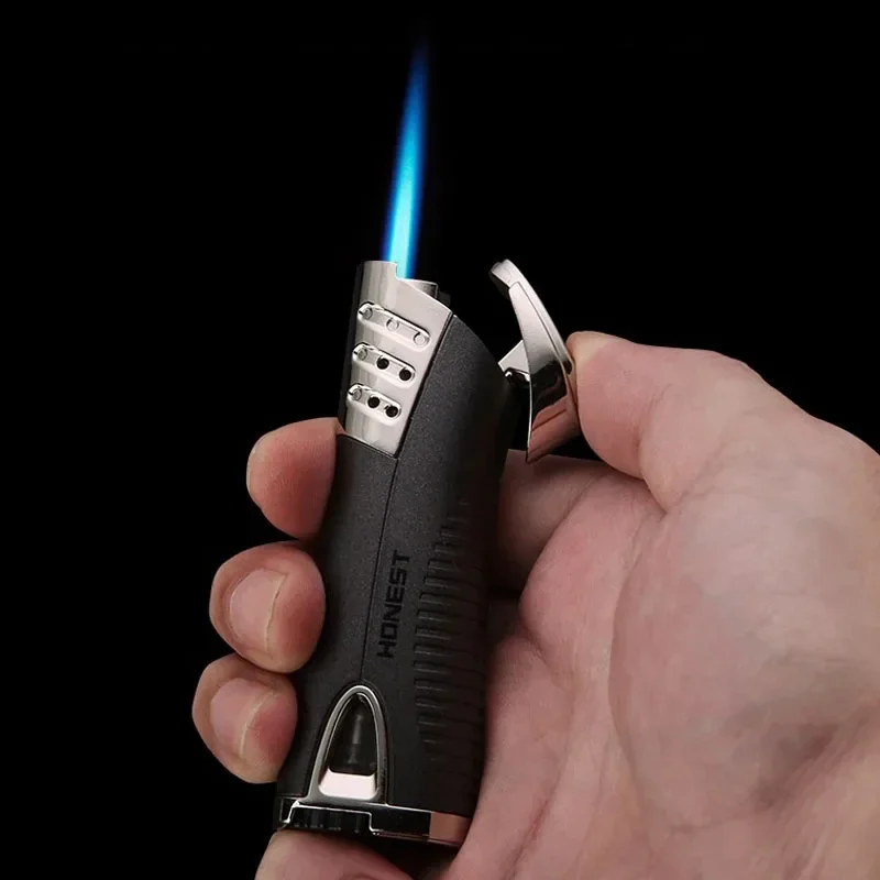 

HONEST New Metal Windproof Butane Gas Turbo Lighter Creative Portable Outdoor Cigar Torch Jet Lighter Personalized Men's Gifts