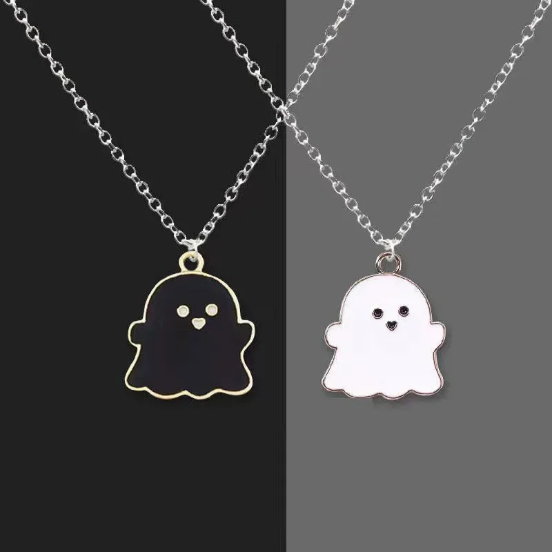 Best Friend Cute Cartoon Devil Ghost Friendship Couple Pendant Necklaces Fashion Men Women Necklaces Kids Halloween Jewelry Gift