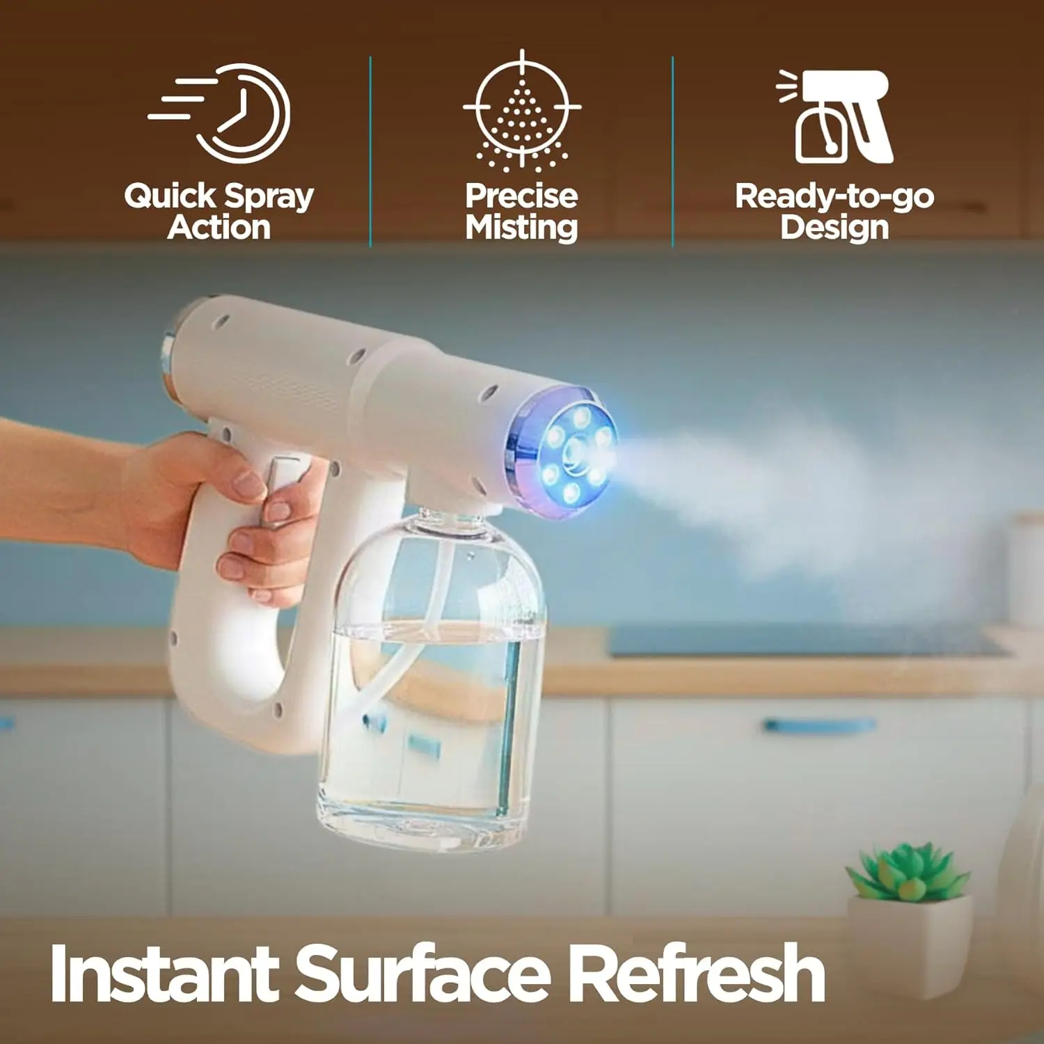 

Professional Sanitizer Sprayer ULV Atomizer Blue Light Nano Hair Care Spray 300ML Nano Steam Gun with Bule Light