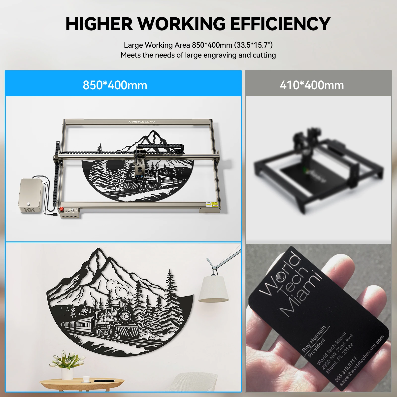 Atomstack S20 Max A20 MAX 20W Output Power Laser Engraver With Dual Pump Air Assitance Upgraded Work Area 850x400mm Wood Routers