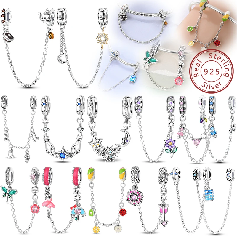 Süße 925 Silber Farbe Stern Mond Blume Obst Libelle Charms Perlen Anhänger 3mm DIY Edlen Schmuck Machen Geschenke