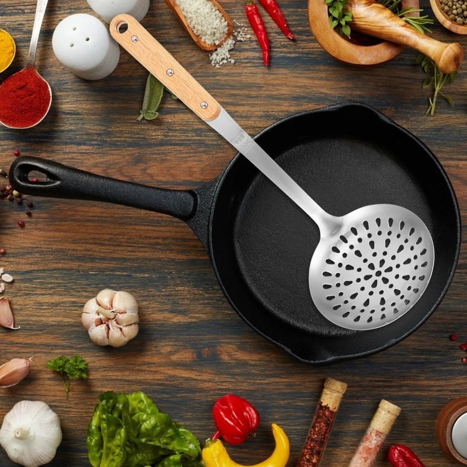 

1Set Stainless Steel Kitchenware Set Hanging Hole Design Cooking Utensils for Convenient Storage Stainless Steel Tablewares