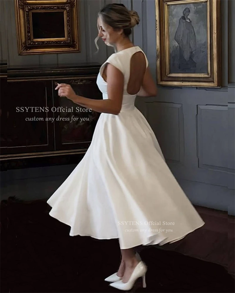 فساتين حفلات الزفاف الأنيقة باللون العاجي من SSYTENS فساتين سهرة بسيطة للحفلات مفتوحة الظهر للمناسبات الخاصة حسب الطلب 2026