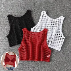 Sexy Hollow Fitness Yoga Top T Shirt Women Sleeveless Workout Shirts Vest Quick Dry Loose Sport Tank Tops Running Training