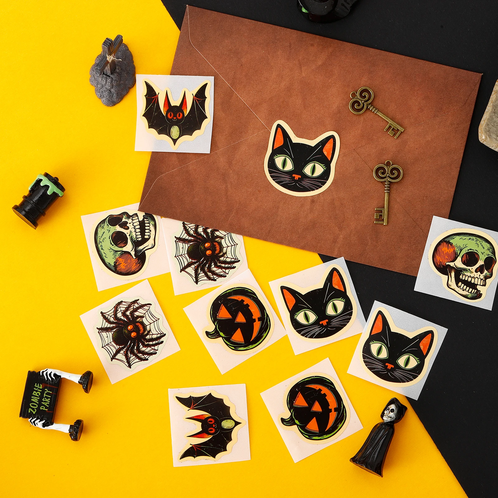 Halloween Stickers Make Trouble without Sugar Reusable Party Envelope Greeting Card Candy Gift Box [Decorative Stickers]
