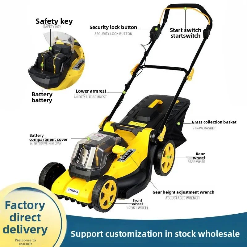 Lithium‑ion Hand‑push Electric Lawn Mower, Grass Cutter for Household Garden and Community Lawn Use