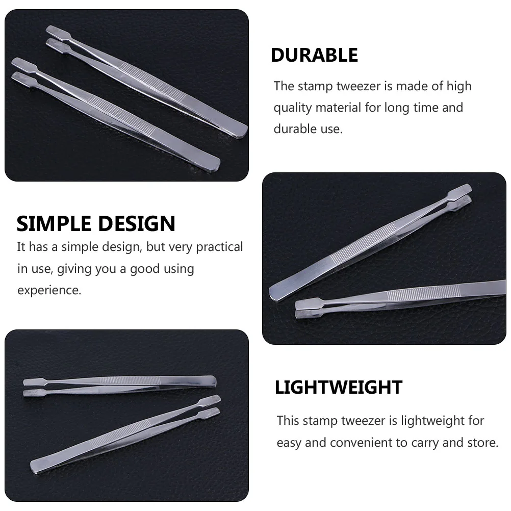 Stainless Steel Stamp Tweezer Lightweight Portable Non-Slip Handle for Picking Stamps Beads False Eyelashes Precision Tool