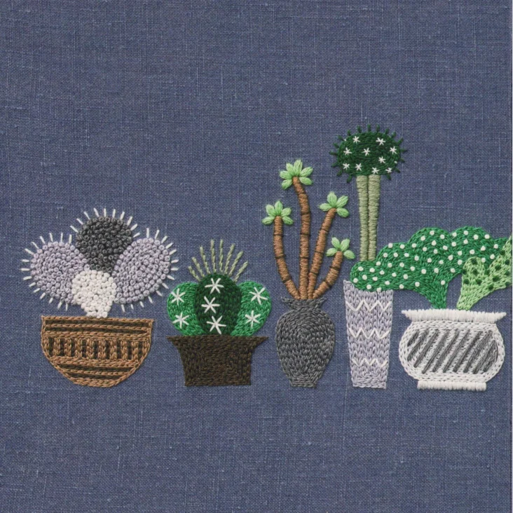 

Soft Template Hand Embroidery Cactus Potted Plant Design Reusable Stencil for DIY Home Sewing And Crt Materials Tools