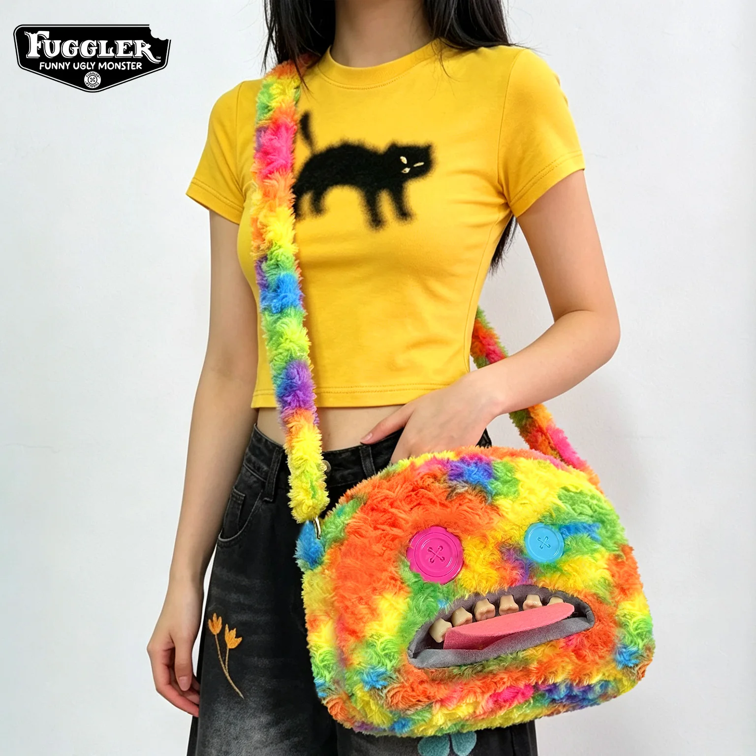 Fuggler Original Plush Shoulder Bag Bigger Giant Head Ugly Monster Stuffed Crossbody Bag Bagged Halloween Party Prank Prop Gifts