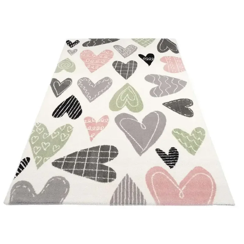 Heart Fluffy Carpet For Living Room,Soft Kids Rugs,White Hairy Nursery Play Mats For Children,Plush Bedroom Beside Rug For Kids