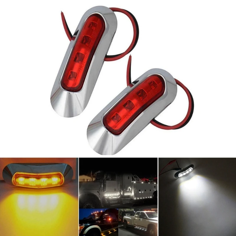 4 Pack LED Front Rear Side Marker Light Indicator for Boats Truck Trailer Clearance Waterproof 5-color Drop Shipping