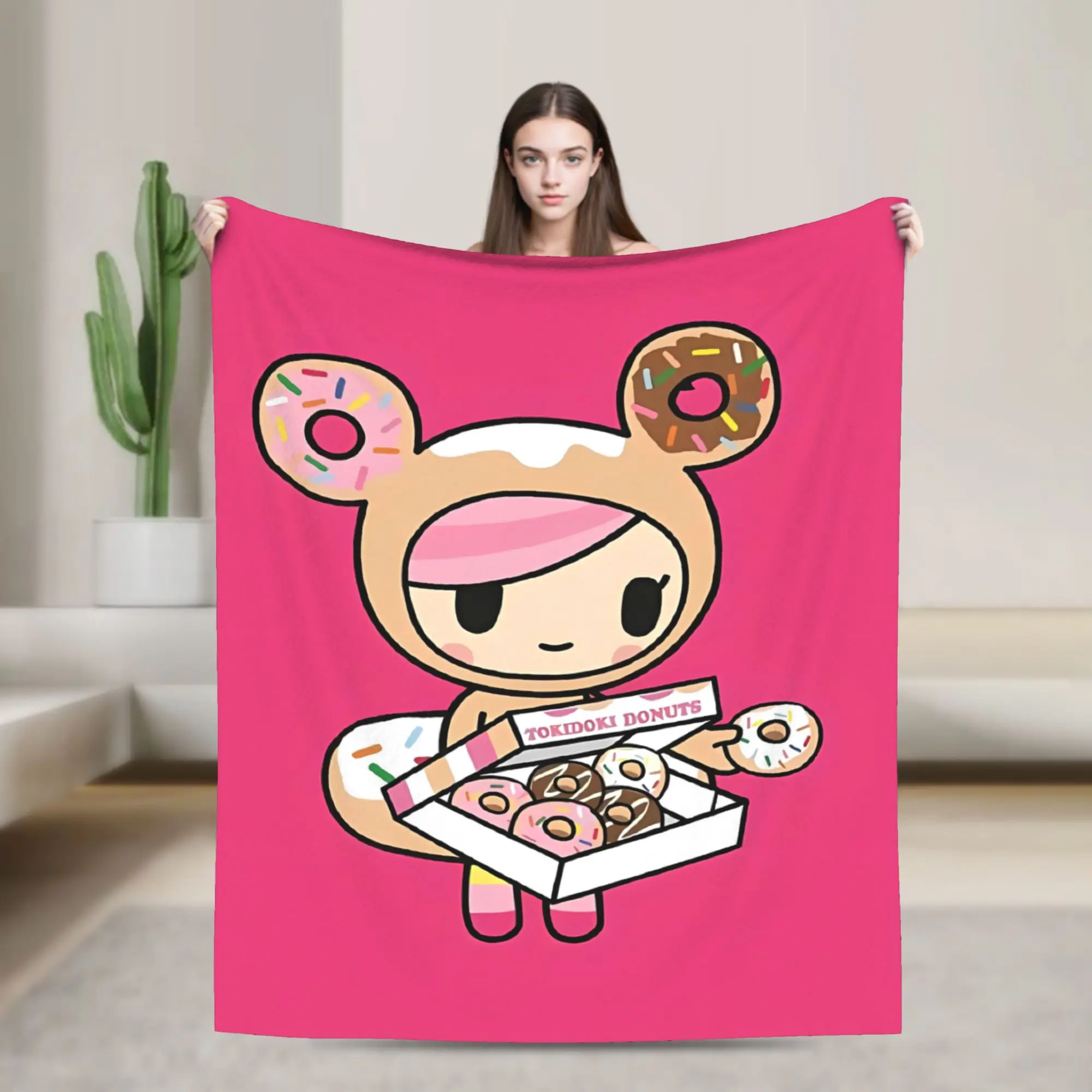 Tokidokis Kawaii Donutella Sandy Unicorno Blanket Super Soft Plush Throw Blanket For Kids Home Decor Flannel Bedspread Bed Cover