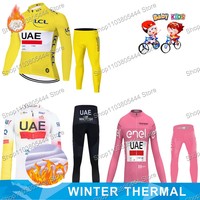 Kids UAE 2024 Cycling Jersey Set Winter Long Sleeve Giro-Tour TDF Pogačar Clothing Children Bike Jacket Bicycle Pant Suit MTB