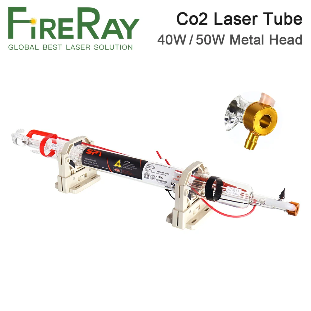 FireRay 40W 45W Co2 Metal Head Glass Laser Tube 720mm 850mm Glass Laser Lamp for Co2 Laser Cutting and Engraving Machine