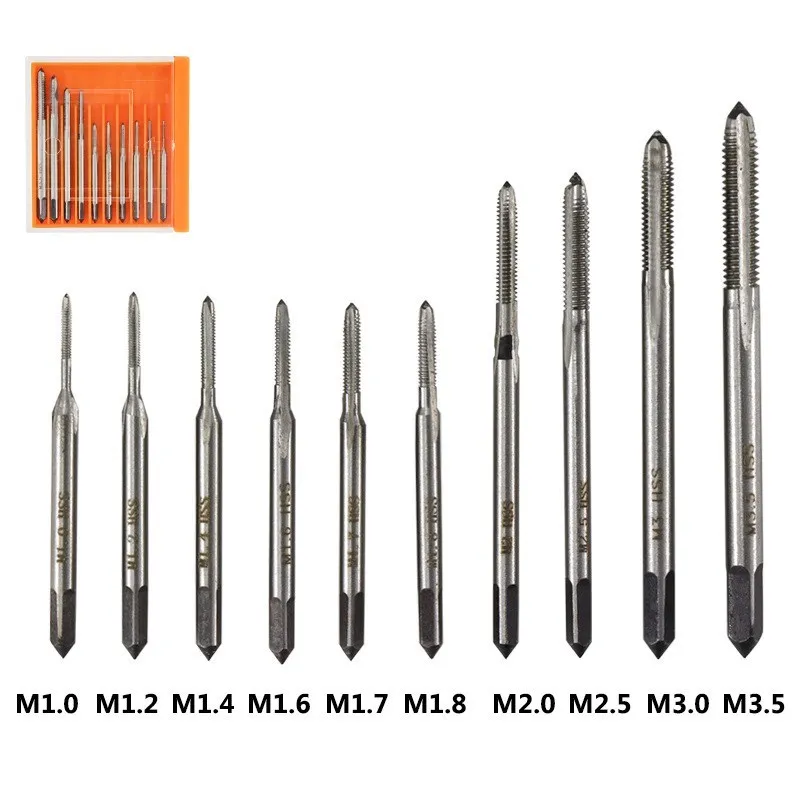 Mini HSS Metric Screw Thread Tap M1-M3.5 Straight Flute Machine Plug Tap Drill Bit Set