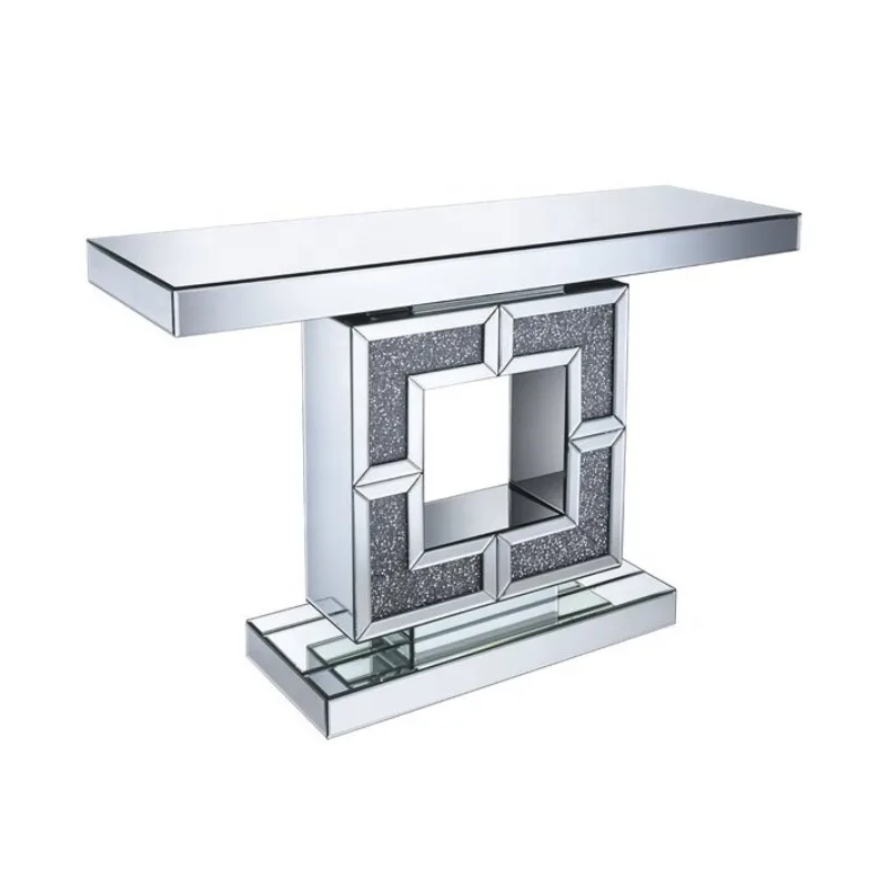 

three-dimensional silver mirror, rhinestone glass porch, console, porch table