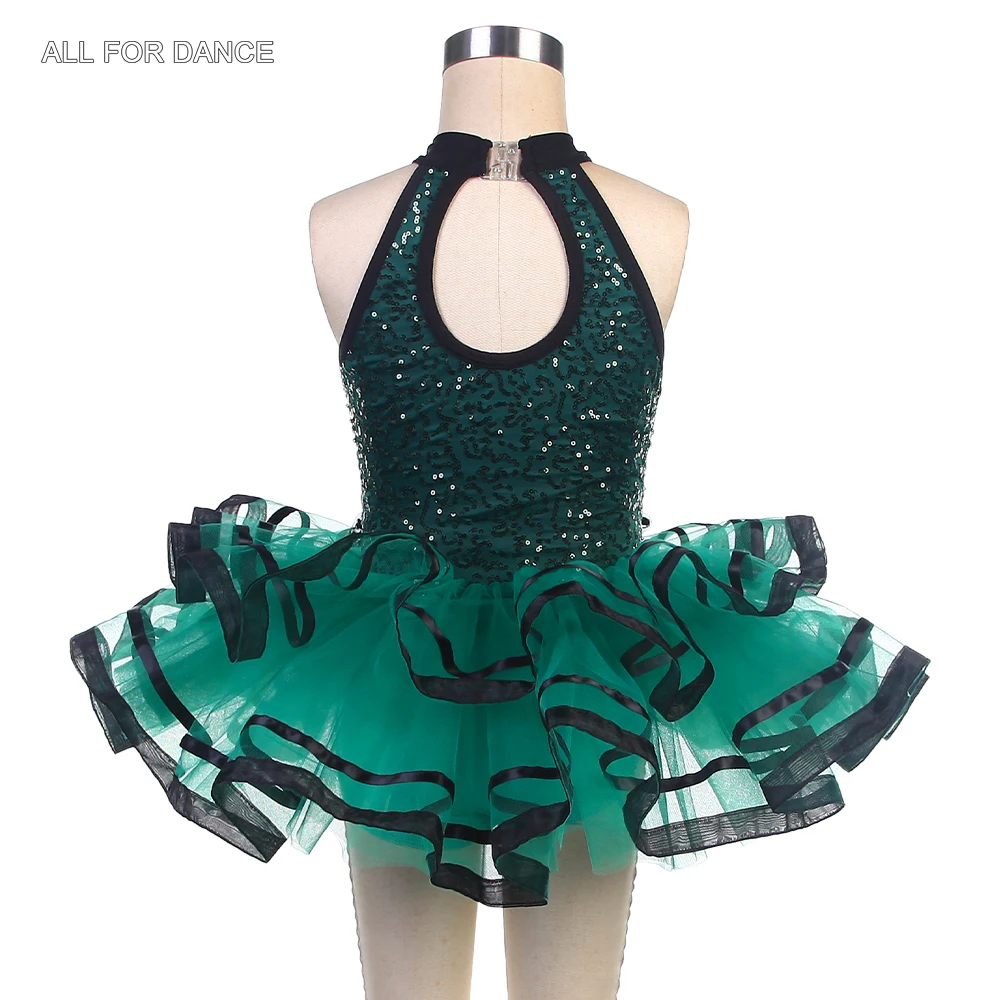 24009 Kinder Ballett Tutu Dunkelgrün Pailletten Spandex Ballett Tanz Tutu Mädchen Bühne Leistung Ballett Kostüme