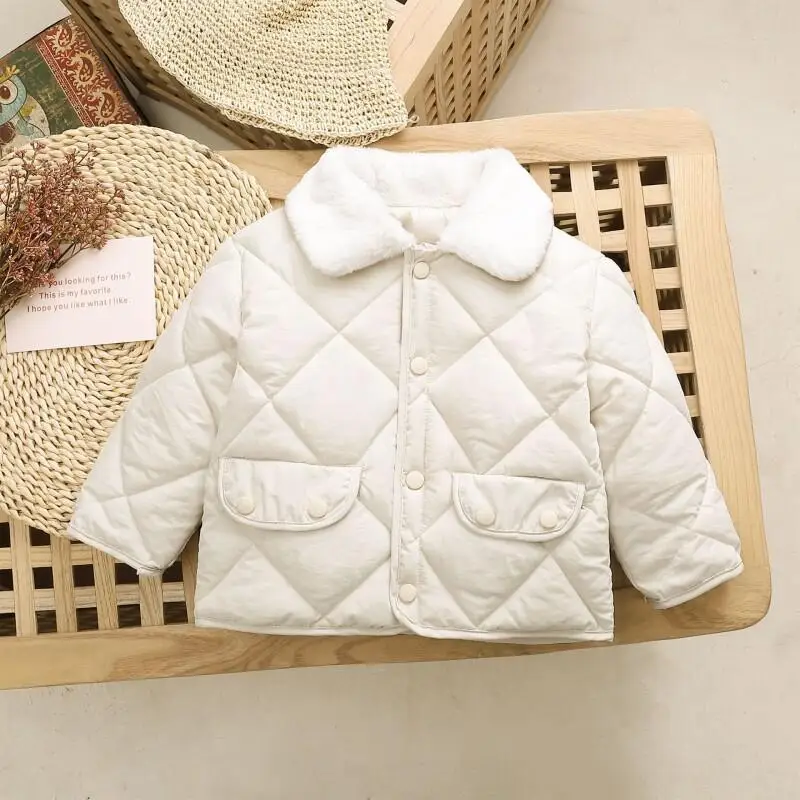 

Kawaii Casual Coat Set Fashion Children S Clothing Winter Autumn New Kids Down Cotton Coat Inner Lined Fur Collar Color
