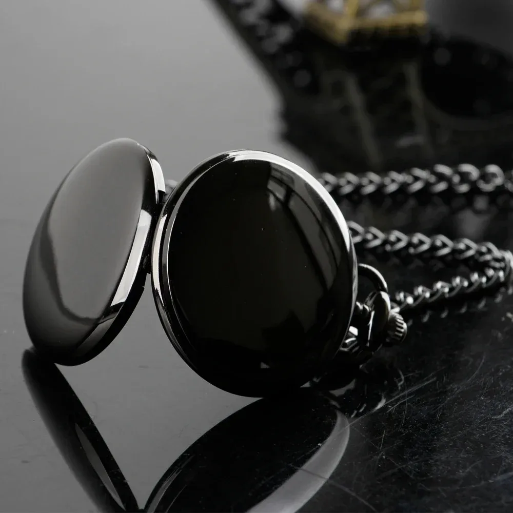 Steampunk Fob Chain Smooth Steel Quartz Pocket Watch Roman Nmber Dial Pendant Fob WatchMens Birthday Wedding Anniversary Gifts