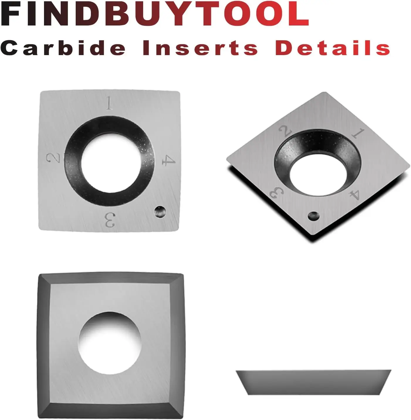 Carbide Inserts cutters (15x15x2.5mm-30°-R150-4R0.5) Insert for Woodworking Helical Cutter Head Tools, 100Pcs