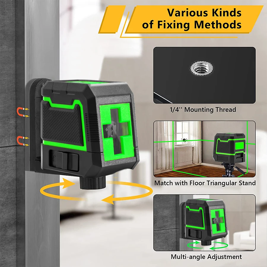 HILDA Laser Level 2-Linien selbstnivellierendes horizontales und vertikales Kreuz Super leistungsstarke grüne Laserstrahllinie – Detail 6