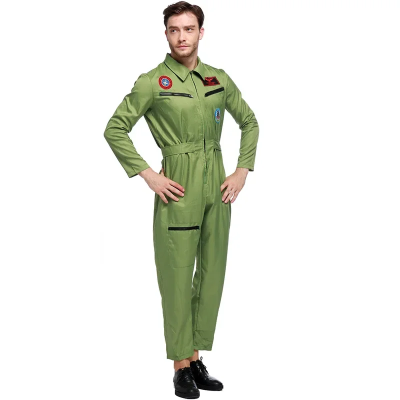 Adult Women Men Space Suit Astronaut Pilot Uniform Jumpsuit Playsuits Halloween Cosplay Costumes Role Play Outfit