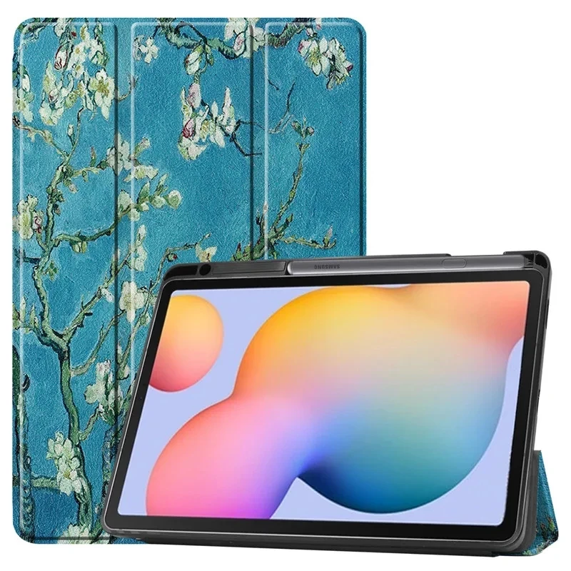 2020 2022 Casing untuk Galaxy Tab S6 Lite dengan Penahan Pena Penutup Lipat Tiga untuk Funda Samsung Galaxy Tab S6 Lite 10.4 S Casing Pena Tablet