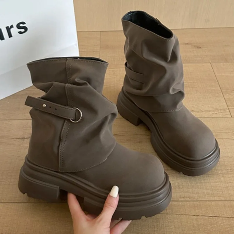 

Women Mid Heels Ankle Boots Designer Elegant Winter New Shoes 2025 Fashion Luxury Short Boots Dress Pumps Party Zapatillas Mujer