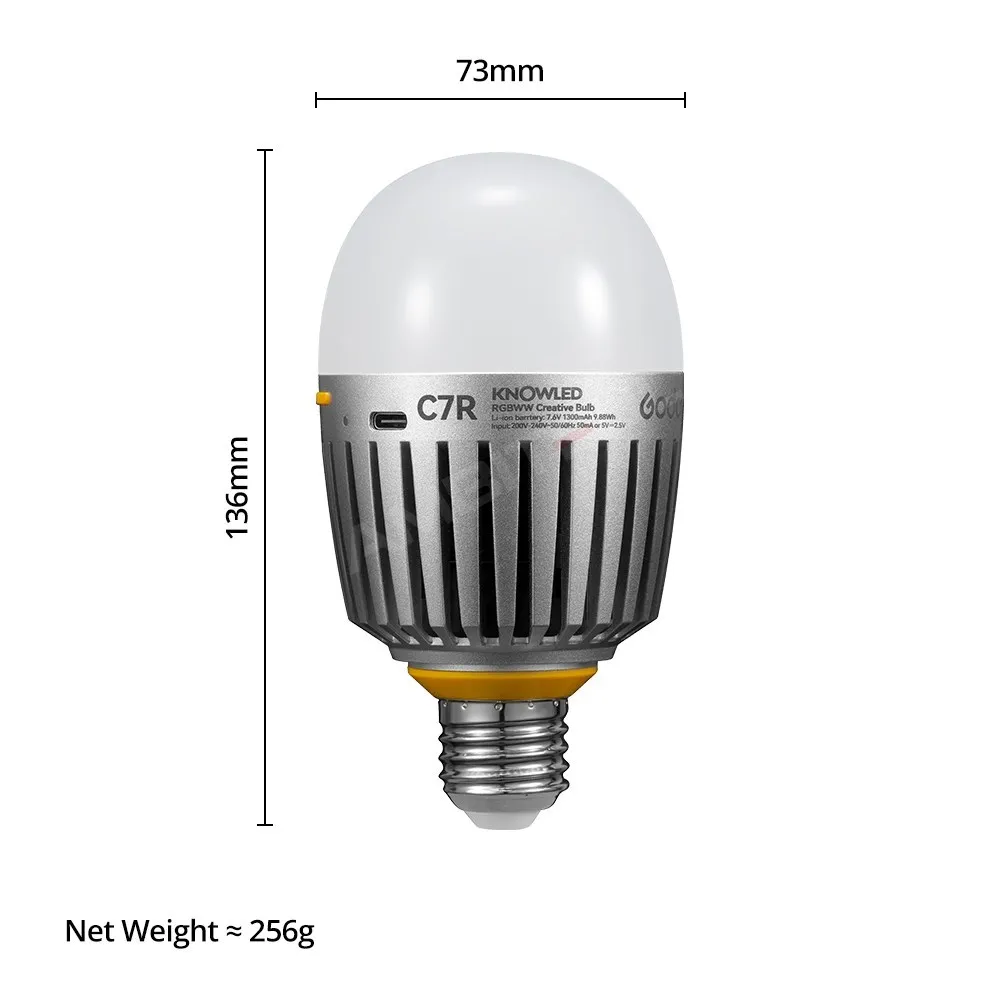 Godox C7R C10R Bluetooth adjustable RGB bulb, portable built-in battery, magnetic RGB LED light