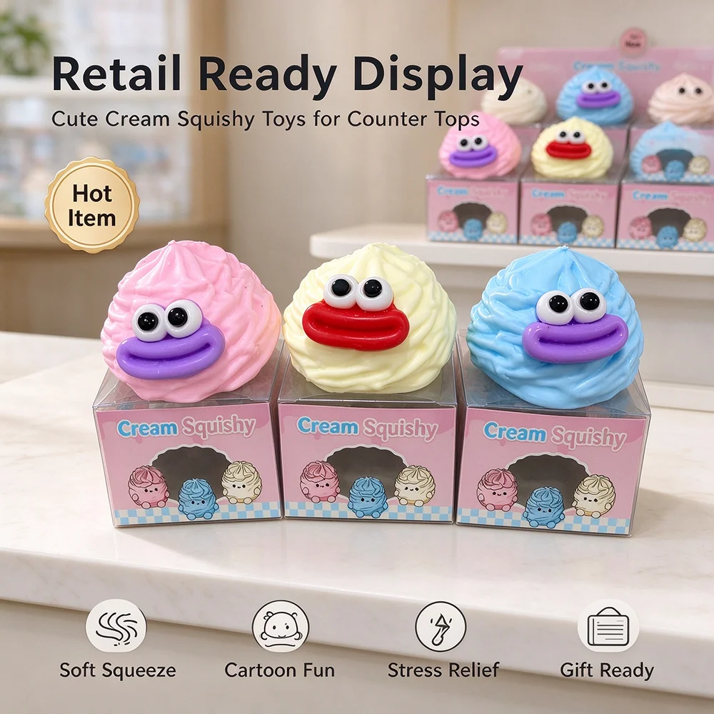 Creative Block Cream Roll Squishy Toy Cute Funny Expression Slow Rising Stress Relief Fidget Sensory Toy Decompression Brick Toy Birthday Christmas Holiday Party Gift for Kids and Adults