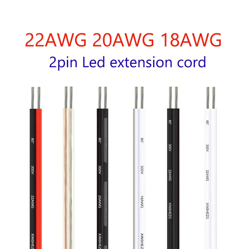 

5-100m Electrical Wire 2 Pin LED Strip Cable Red Black 5V 12V 2 Core JST Flexible Extension Cable For Lamp Bulb Light Automotive