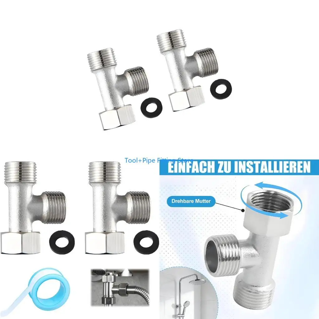 F92B 2pack European Standard 3/8 Inch T Piece Water Valves For Secure Leakproof