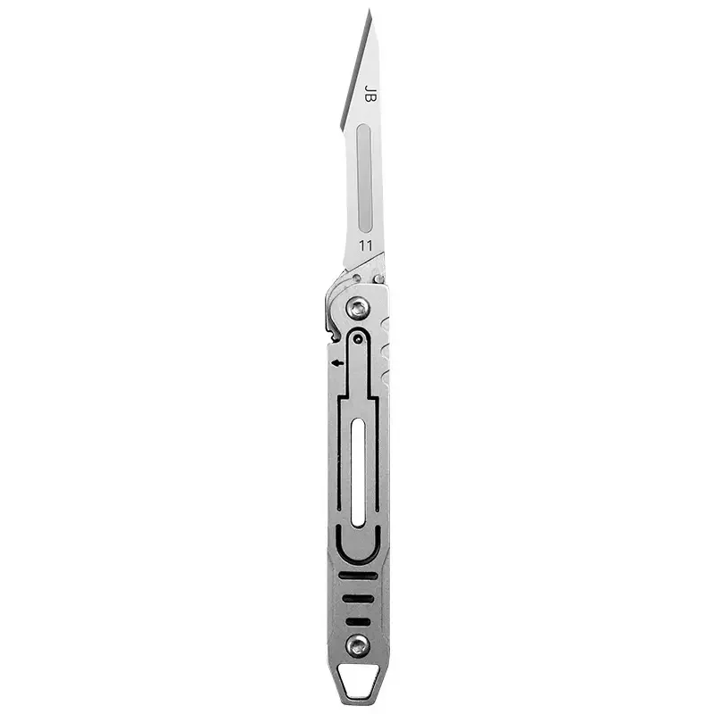 Edelstahl Schnellöffner Skalpell MINI Flaschenöffner Klappmesser Outdoor Survival Camping Tragbares EDC-Werkzeug mit Austauschbarer Klinge