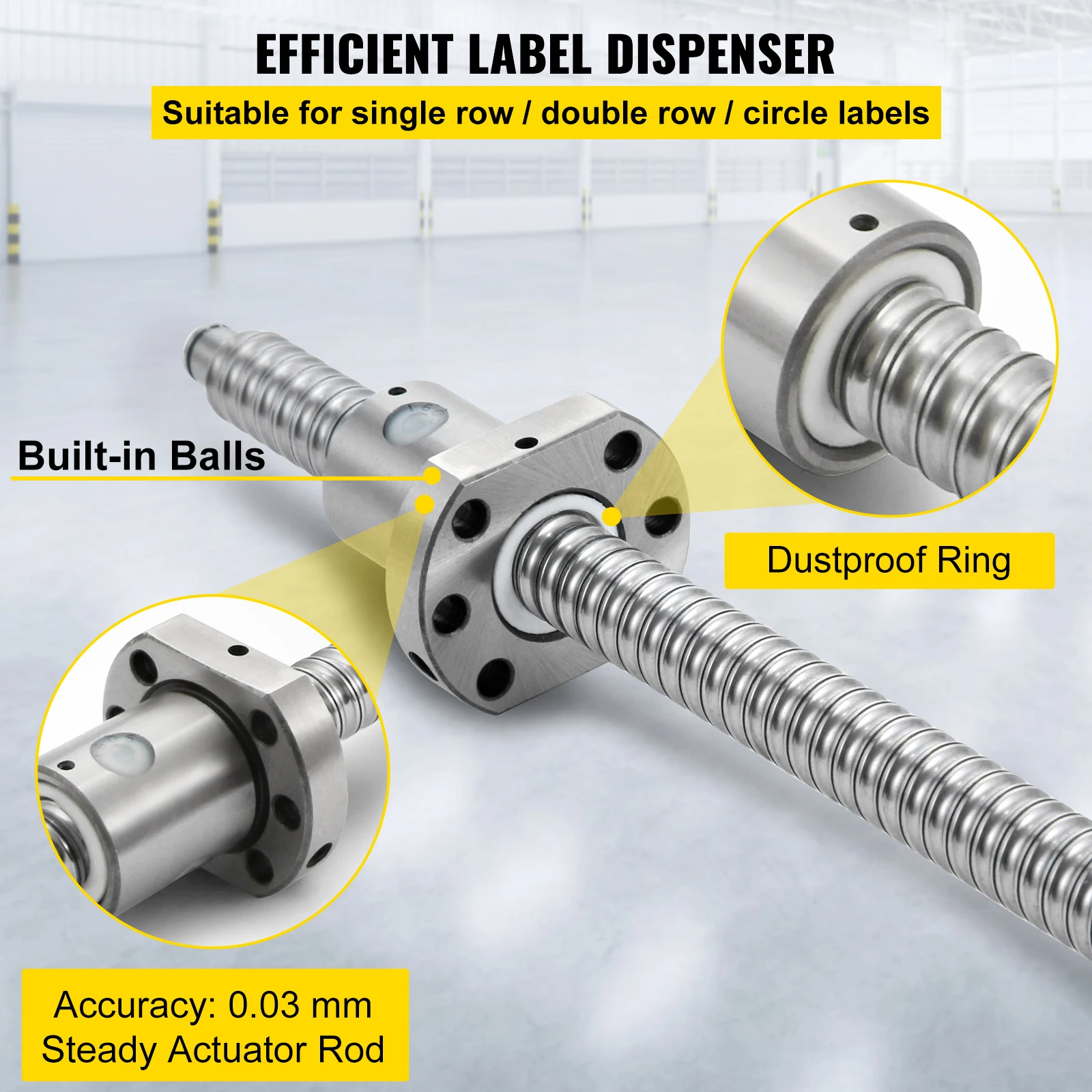 VEVOR Set di Viti a Ricircolo di Sfere Anti-Gioco, Diametro 0,63 Pollici SFU1605 5kg Vite a Ricircolo di Sfere per Router CNC, Macchine Utensili, Robot, Apparecchiature di Assemblaggio di Precisione
