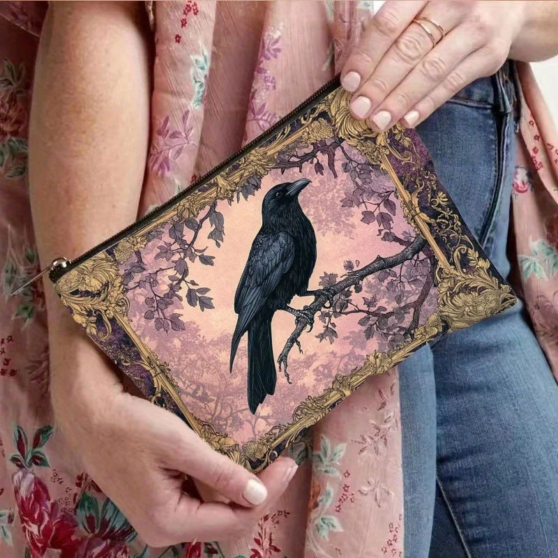 Uma bolsa de maquiagem retrô bruxa – bolsa multifuncional com zíper, bolsa de armazenamento de joias, bolsa de armazenamento pequena com zíper de viagem perfeita.