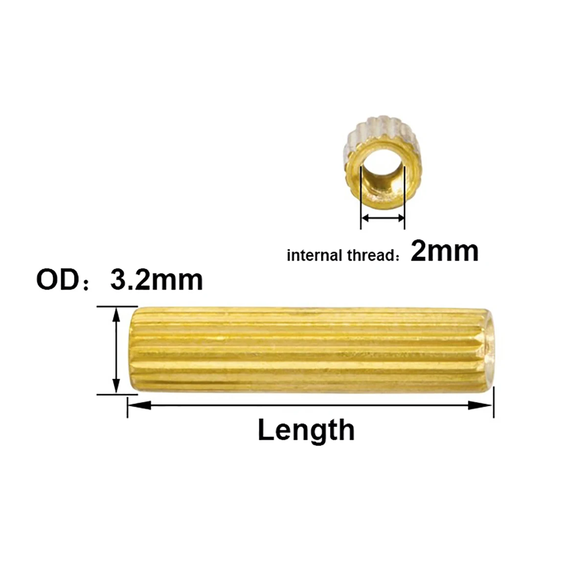 20/50/100pcs M2*L L= 2mm to 45mm 2mm thread Brass Round Standoff Spacer Female Female M2 Brass Threaded Column Spacers