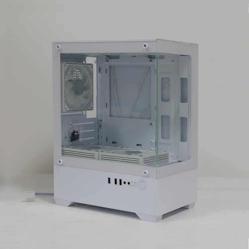 MANMU الزجاج المقسى منتصف برج الألعاب الكمبيوتر حالات كمبيوتر صغير حالة Matx حالة الكمبيوتر مع 5 مروحة #6